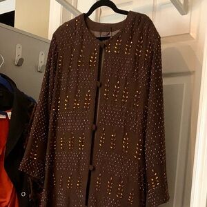 Kumari’s Brown Sequinned Long Jacket Size Large